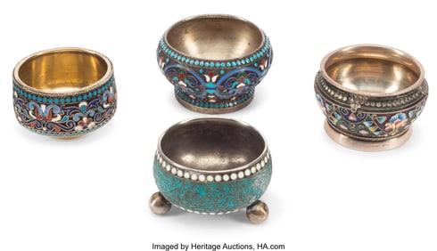 61005&colon; A Collection of Four Russian-Style Cloisonné En