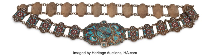 61006&colon; A Russian-Style Cloisonné Enamel Silver Belt&comma; 1