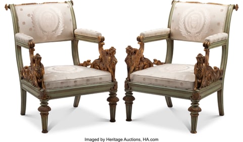 61244&colon; A Pair of Italian Directoire-Style Painted and P
