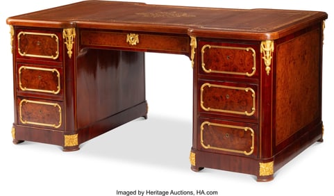 61166&colon; An English Gilt Bronze-Mounted Writing Desk&comma; 19t