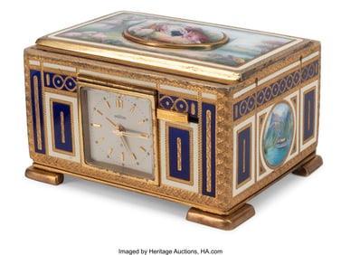 61007&colon; An Austrian Guilloché Enameled Gilt Bronze Musi