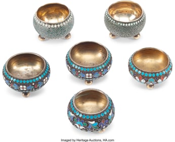 61008&colon; A Collection of Six Russian-Style Cloisonné Ena