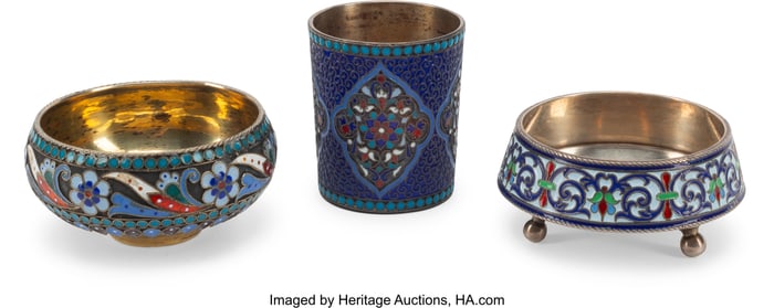 61009&colon; A Collection of Three Russian-Style Cloisonné E