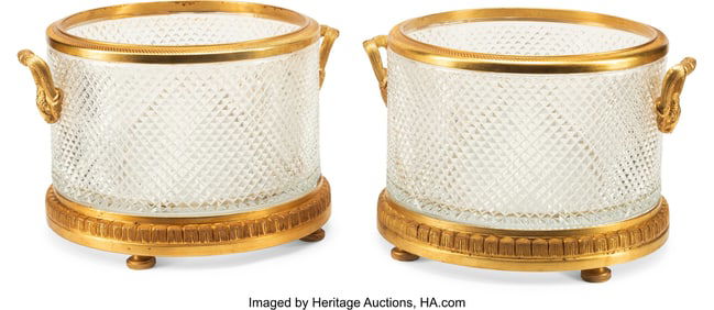 61326&colon; A Pair of Bronze-Mounted Baccarat-Style Cut Crys