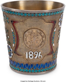 61012&colon; A Russian-Style Cloisonné Enamel Silver Cup 3-1