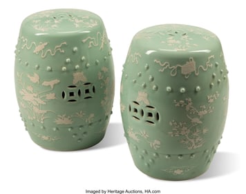 61327&colon; A Pair of Chinese White and Celadon-Glazed Garde