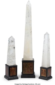 61248&colon; Three Rock Crystal Obelisks on Boulle-Style Inla