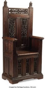 61016&colon; A Gothic-Revival Walnut Hall Chair&comma; 19th century