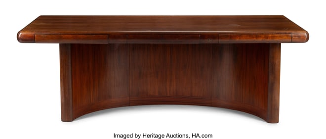 61331&colon; A Dyrlund Carved Wood Executive Desk 28-1&sol;2 x 82
