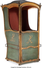 61178&colon; A Louis XV Partial Gilt and Polychromed Sedan Ch