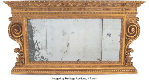 61332&colon; A Continental Carved Gilt Wood Mirror&comma; early 19t