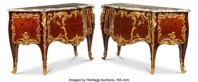 61092&colon; A Pair of Louis XV-Style Gilt Bronze-Mounted Mah