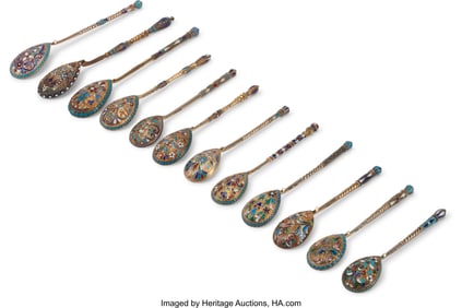 61021&colon; A Group of Twelve Russian-Style Cloisonné Ename