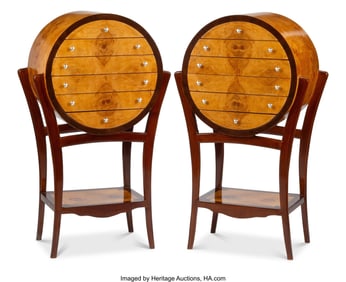 61335&colon; A Pair of Art Deco-Style Barrel-Form Cabinets 48