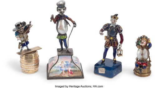 61025&colon; A Collection of Four Austrian Gem-Set Enameled F