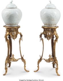 61185&colon; A Pair of Chinese Blanc-de-Chine Covered Jars on