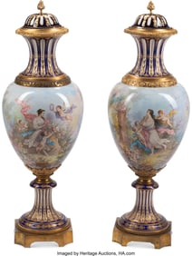 61097&colon; A Pair of Sèvres-Style Gilt Bronze-Mounted and 