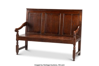 61027&colon; An English Walnut Panel Settee&comma; 18th century 41 