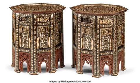61028&colon; A Pair of Moorish Mother-of-Pearl Inlaid Octagon