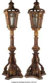 61029&colon; A Pair of Venetian Partial Gilt and Painted Wood