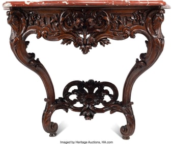 61189&colon; A Louis XV-Style Walnut Console with Marble Top&comma;