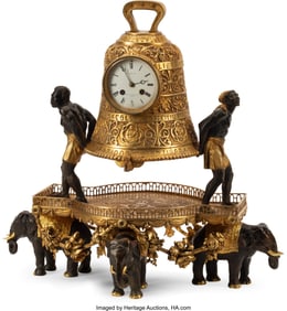 61033&colon; A French Gilt and Patinated Bronze Figural Clock