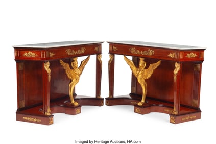 61261&colon; A Pair of Empire-Style Gilt Bronze-Mounted Mahog