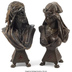 61103&colon; A Pair of French Polychrome Busts&comma; 19th century 