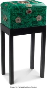 61038&colon; A Large Gem-Set Malachite Box on Stand  37 x 18