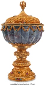 61107&colon; A Continental Gem-Set Gilt Filigree-Mounted Carv