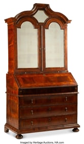 61200&colon; A George II Inlaid Walnut Slant-Front Two Part S