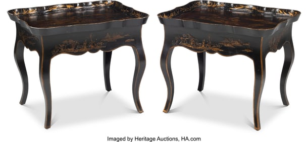 61269&colon; A Pair of English Chinoiserie Lacquered Side Tab