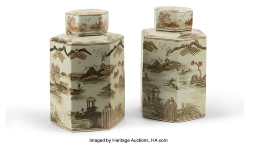 61202&colon; A Pair of Chinese Enameled Covered Tea Caddies 1