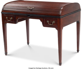 61205&colon; A George III Walnut Tambour Writing Desk&comma; 18th c