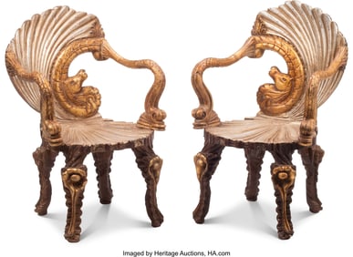 61115&colon; A Pair of Italian Grotto-Style Partial Gilt and