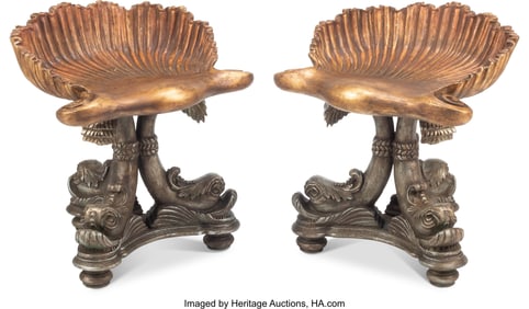 61116&colon; A Pair of Italian Grotto-Style Partial Gilt and