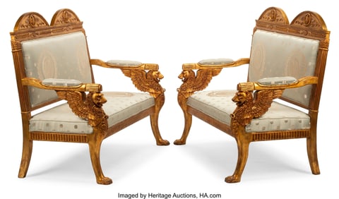 61274&colon; A Pair of French Directoire-Style Carved Gilt Wo