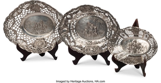 61119&colon; A Group of Three Reticulated Chased Repoussé Si