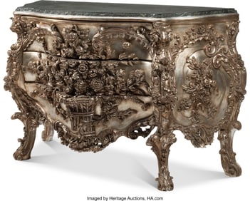 61121&colon; An Italian Carved Silvered Wood Commode with Pai