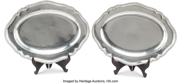 61122&colon; A Pair of Charles Chesterman Silver Chargers&comma; Lo