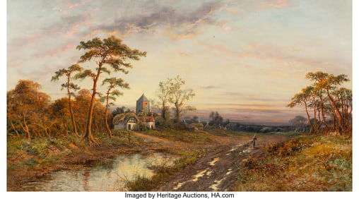 61050&colon; British School &lpar;19th Century&rpar; Landscape Oil on c