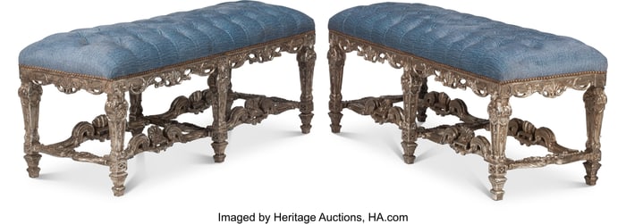 61124&colon; A Pair of Régence-Style Carved Silvered Wood Up