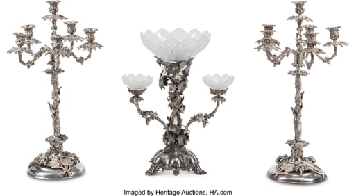 61125&colon; A Three-Piece Victorian Silver-Plated Garniture 