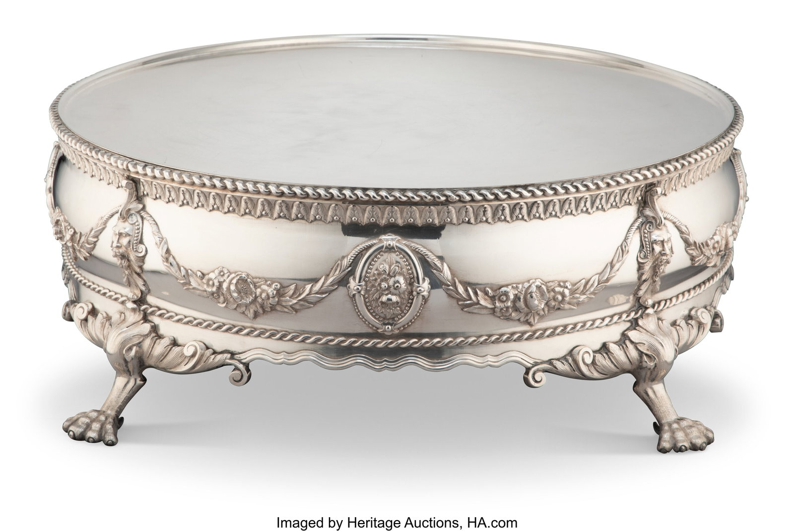 A Monumental James Dixon & Sons Victorian Silver: A Monumental James Dixon & Sons Victorian Silver-Plated Centerpiece Plateau, Sheffield, England, late 19th century Marks: JD&S, PNS 8-1/2 x 23 x 23 inches (21.6 x 58.4 x 58.4 cm) (overall) The plateau