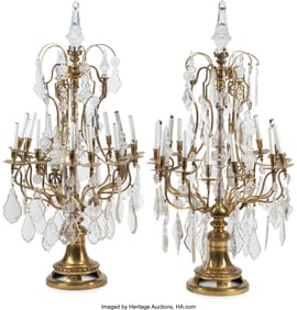 61127&colon; A Pair of Monumental French Gilt Bronze and Cut 