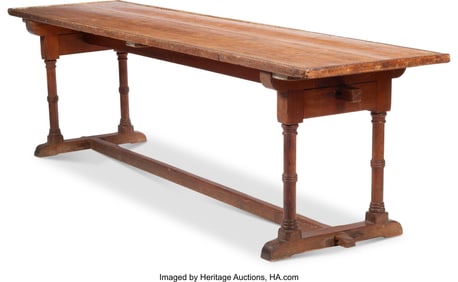 61055&colon; A Continental Walnut Trestle Table&comma; 17th&sol;18th ce