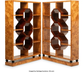 61288&colon; A Pair of Art Deco-Style Bird's Eye Maple and Ma