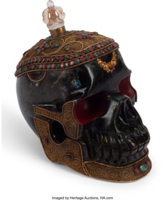 61289&colon; A Gem-Set Labradorite Skull 9 x 6 x 9-1&sol;2 inches