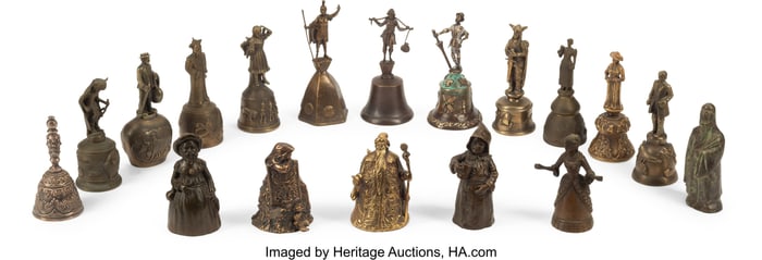 61290&colon; A Group of Eighteen Continental Bronze Bells 6 x
