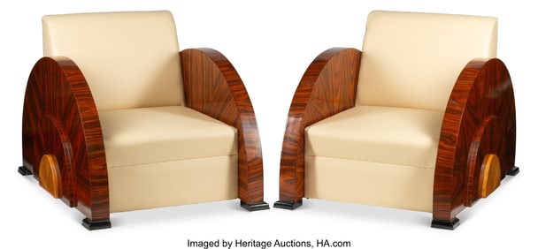 61291&colon; A Pair of Art Deco-Style Armchairs 30 x 31 x 45 